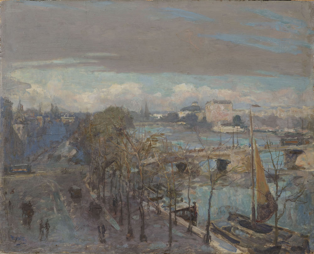 Hendrik Jan Wolter (1873 - 1952) View of the Amstel, Amsterdam, in winter