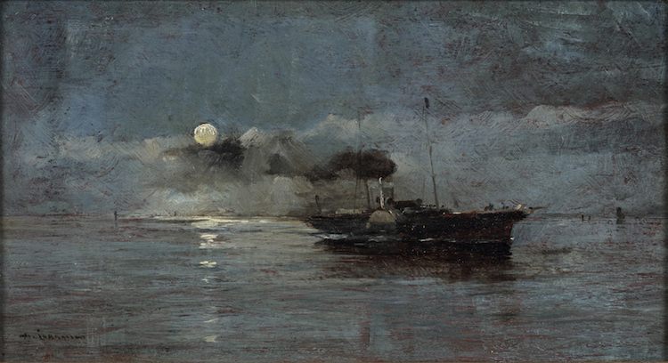 Arvid Claes William Johansson - Effet de nuit; The paddle steamer