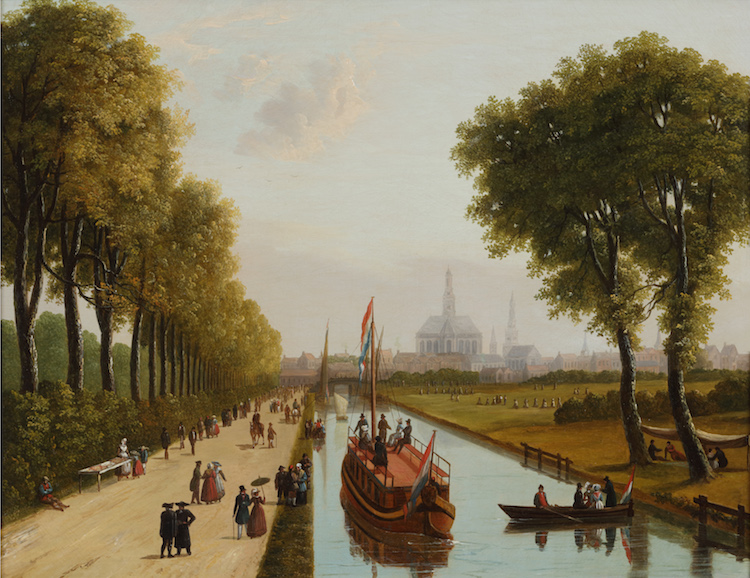 English-Dutch School circa 1806 - Strolling along the trekvaart