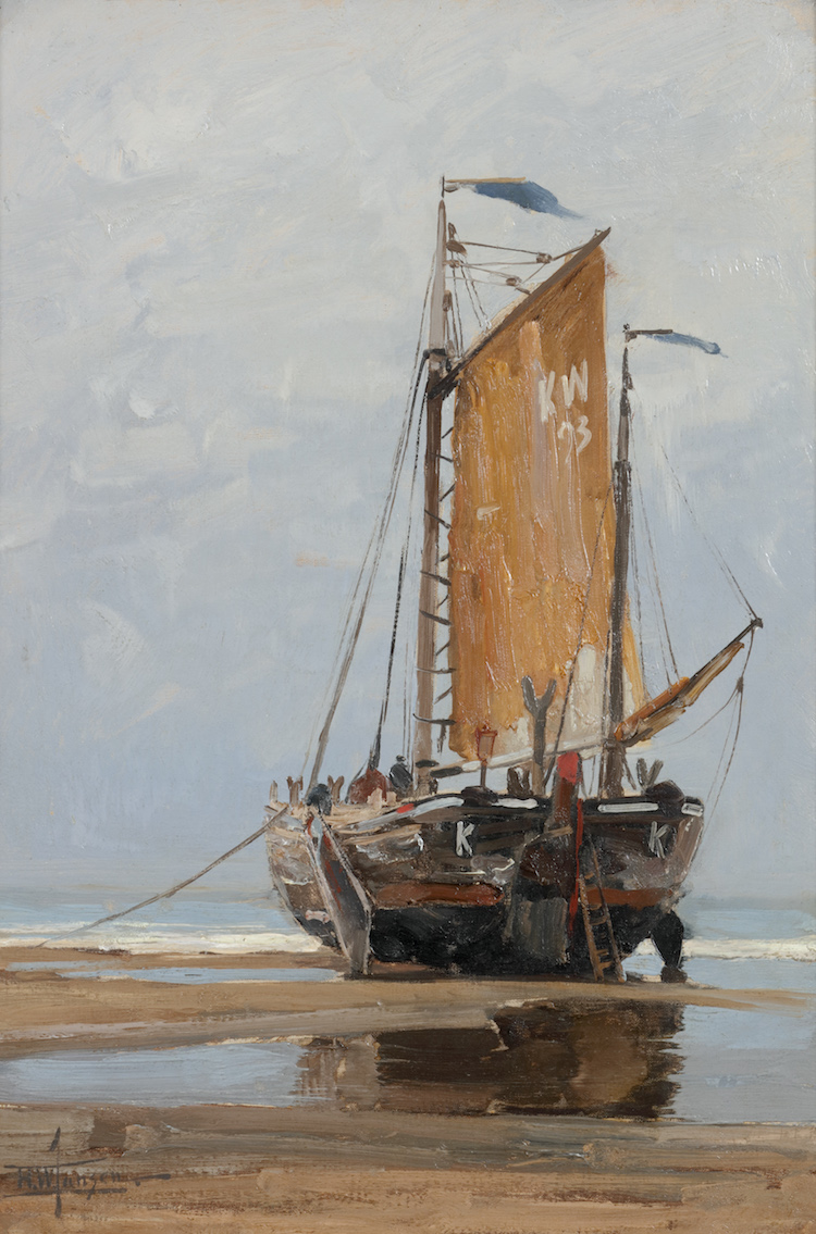 Hendrik Willebrord Jansen - Bomschuit KW 93 on the Katwijk beach