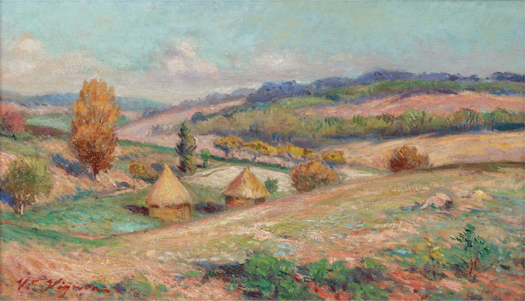 Victor Vignon - Haystacks in a hilly landscape