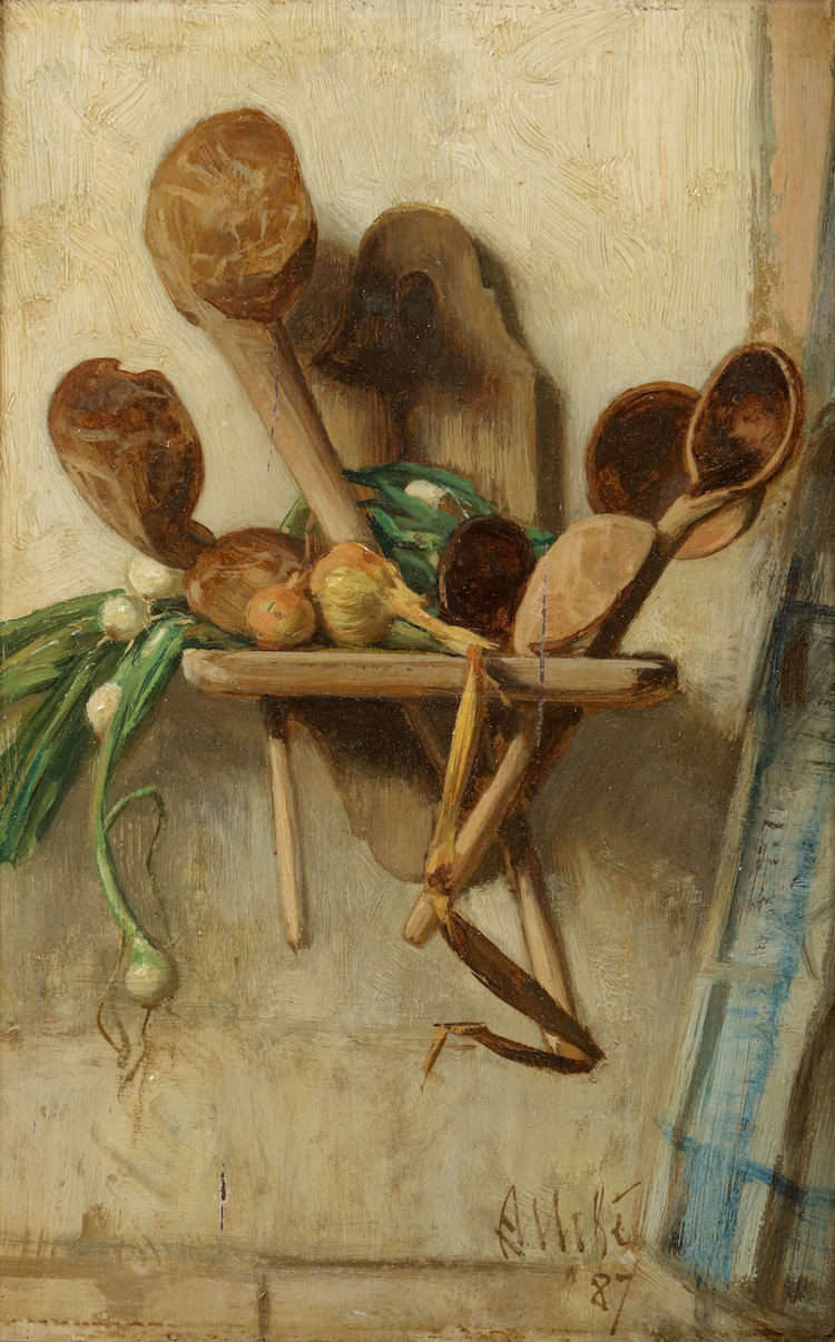 August Allebe-Still life with ladles and onions