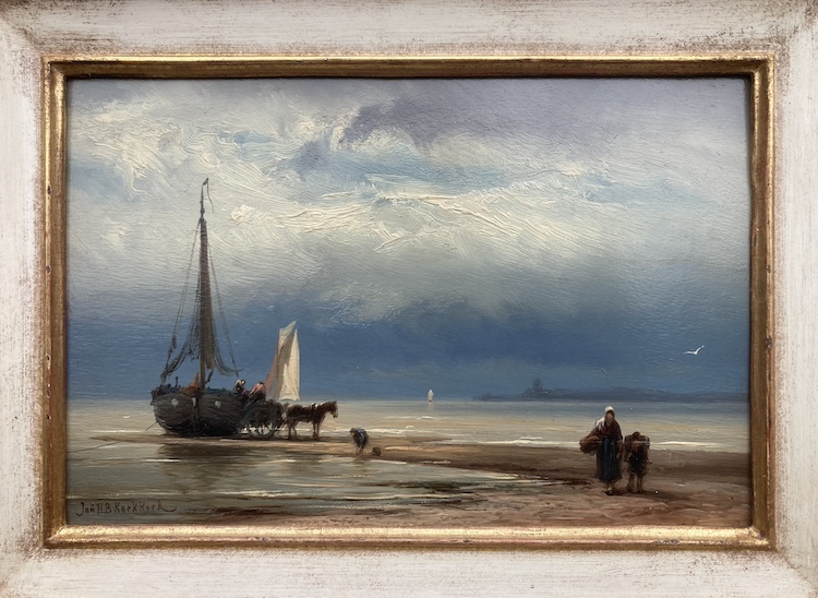 Johannes Hermanus Barend Koekkoek-Unloading the catch at sunset