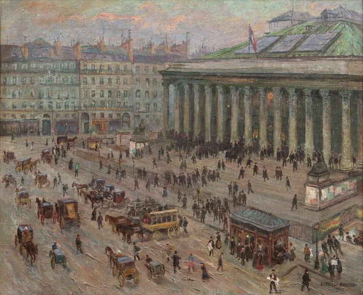 Gabriel-Rousseau - View of Place de la Bourse with Palais Brongiar Paris